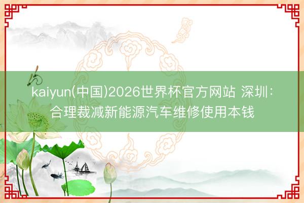 kaiyun(中国)2026世界杯官方网站 深圳：合理裁减新能源汽车维修使用本钱