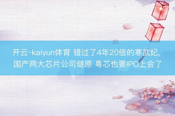 开云·kaiyun体育 错过了4年20倍的寒武纪， 国产两大芯片公司燧原 粤芯也要IPO上会了