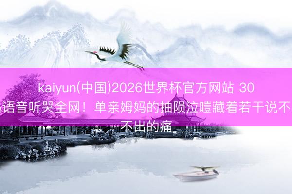 kaiyun(中国)2026世界杯官方网站 30秒姆妈语音听哭全网！单亲姆妈的抽陨泣噎藏着若干说不出的痛