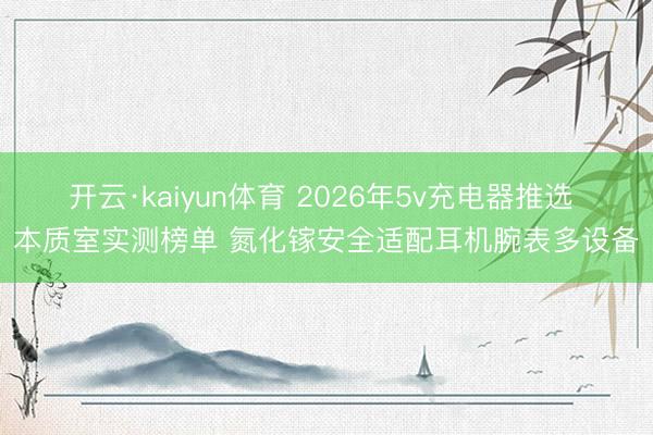 开云·kaiyun体育 2026年5v充电器推选 本质室实测榜单 氮化镓安全适配耳机腕表多设备